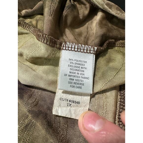 Y2K Plus Size Tee Jeweled Graphic Tie Dye Brown Green Short Sleeve XL Dressbarn - Picture 6 of 13